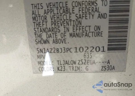 2023 Nissan Murano Sv Fwd z USA, uszkodzony, nr VIN 5N1AZ2BJ3PC102201